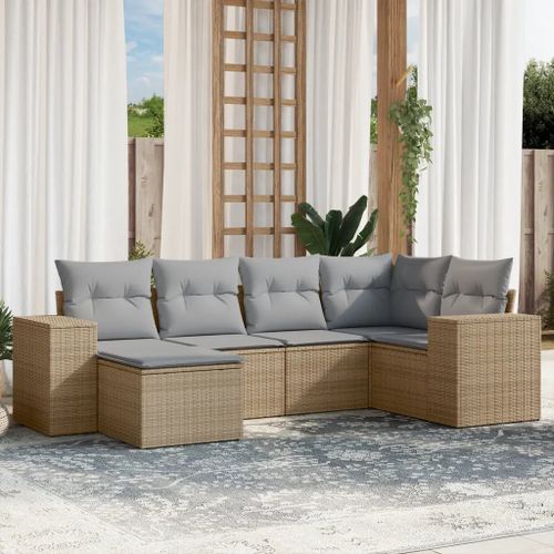 Prolenta Premium - Salon De Jardin Avec Coussins 6 Pcs Beige Résine Tressée