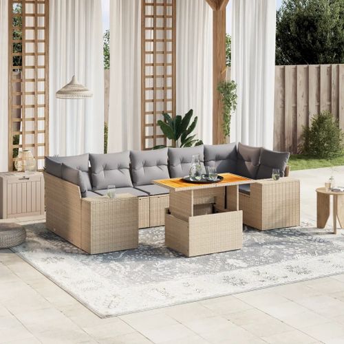 Prolenta Premium - Salon De Jardin Avec Coussins 8 Pcs Beige Résine Tressée