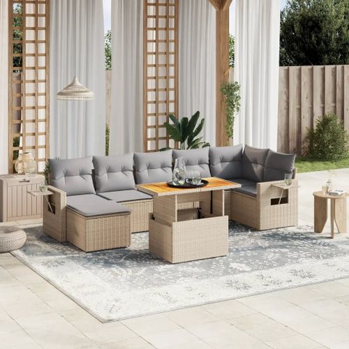 Prolenta Premium - Salon De Jardin Avec Coussins 8 Pcs Beige Résine Tressée
