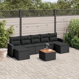 Prolenta Premium - Salon De Jardin 8 Pcs Avec Coussins Noir Résine Tressée