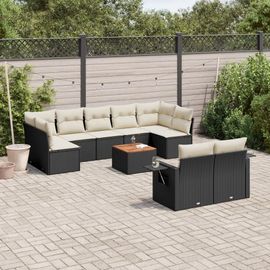 Prolenta Premium - Salon De Jardin 10 Pcs Avec Coussins Noir Résine Tressée