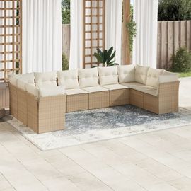 Prolenta Premium - Salon De Jardin Avec Coussins 10 Pcs Beige Résine Tressée