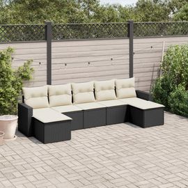 Prolenta Premium - Salon De Jardin 7 Pcs Avec Coussins Noir Résine Tressée