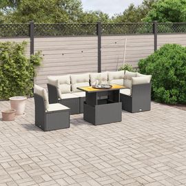 Prolenta Premium - Salon De Jardin 7 Pcs Avec Coussins Noir Résine Tressée