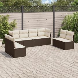 Prolenta Premium - Salon De Jardin 8 Pcs Avec Coussins Marron Résine Tressée