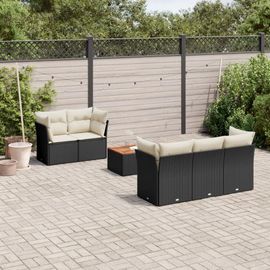Prolenta Premium - Salon De Jardin 6 Pcs Avec Coussins Noir Résine Tressée