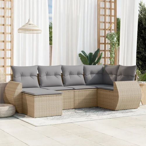 Prolenta Premium - Salon De Jardin Avec Coussins 6 Pcs Beige Résine Tressée