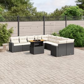 Prolenta Premium - Salon De Jardin 11 Pcs Avec Coussins Noir Résine Tressée