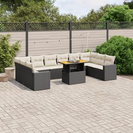 Prolenta Premium - Salon De Jardin 11 Pcs Avec Coussins Noir Résine Tressée
