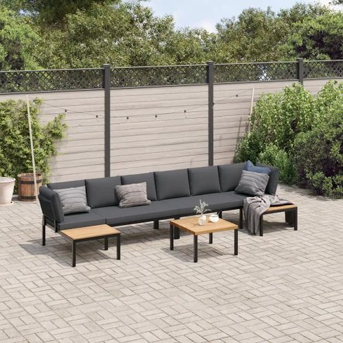 Prolenta Premium - Salon De Jardin 5 Pcs Avec Coussins Noir Aluminium