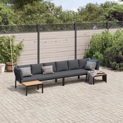Prolenta Premium - Salon De Jardin 4 Pcs Avec Coussins Noir Aluminium