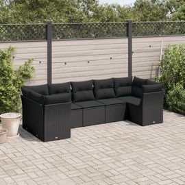 Prolenta Premium - Salon De Jardin 7 Pcs Avec Coussins Noir Résine Tressée