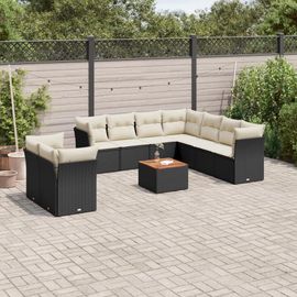 Prolenta Premium - Salon De Jardin 10 Pcs Avec Coussins Noir Résine Tressée