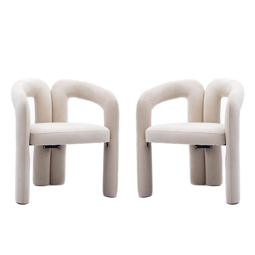 Chaises velours modernes rembourrées décoratives salle à manger appui salon cuisine lot 2 beige