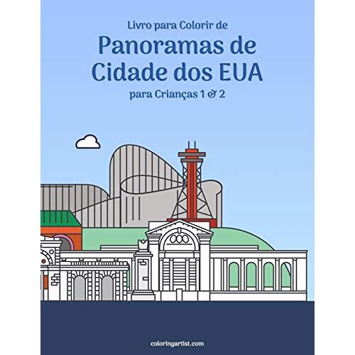 Livro Para Colorir De Panoramas De Cidade Dos Eua Para Crianã§As 1 & 2