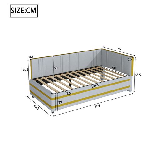 Lit enfant lit rembourré canapé-lit 90x200 lit avec sommier à lattes tissu velours doux pour la peau gris clair