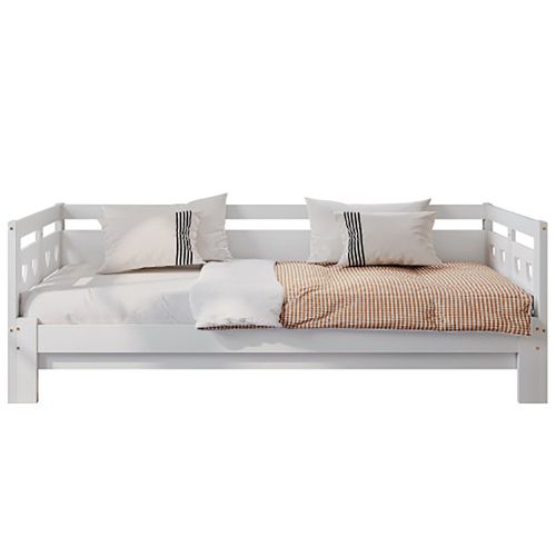 Lit adulte lit de repos lit gigogne 90x190cm pin massif avec 2ème lit et cadre enroulable lit coeur blanc
