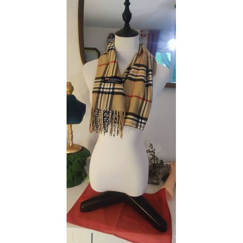 Écharpe Chic Homme Cachemire D'Ecosse Fond Beige Neuve Cadeau