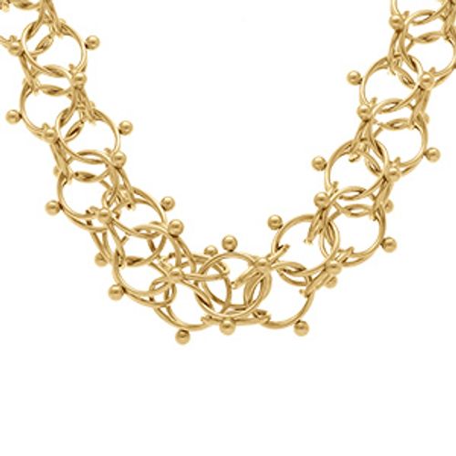 Collier Acier Doré 10mm Maille "Cyclone" En 60 + 10cm