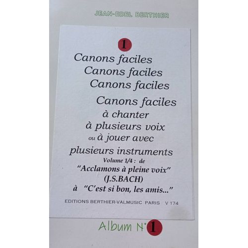 Jean -Edel Berthier, Canons Faciles, Vol 1/4