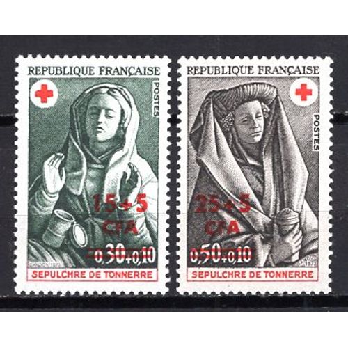 France La Reunion 1973 Paire Croix Rouge Sepulcre De Tonnerre N° 418-19 Neuf**