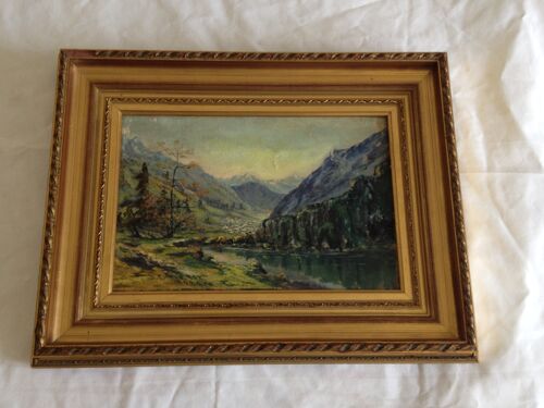 Huile Sur Toile Paysage Montagne Et Rivière Style Impressionniste Xxe Siècles