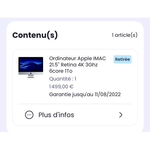 iMac21.5" Retina 4K3GHZ 6core
