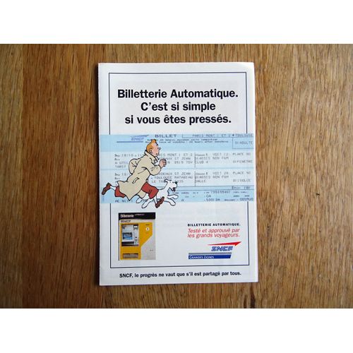 Tintin Hergé Publicité Pour La Billetterie Automatique Sncf 1994