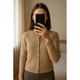 Cardigan Beige Pailleté Femme 40 Caroll Avec Son Écharpe