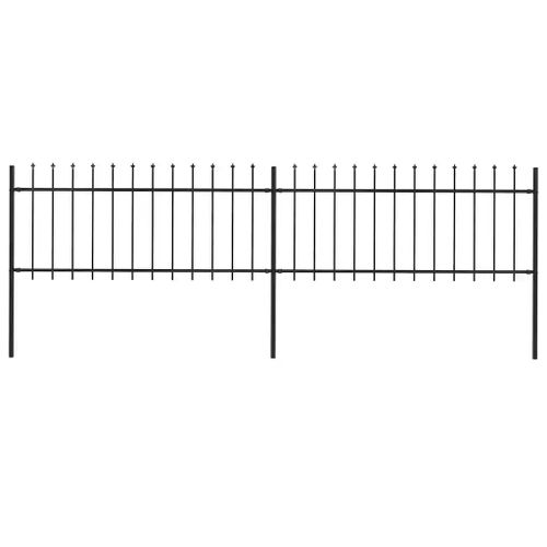 Prolenta Premium - Clôture De Jardin Avec Dessus En Forme De Lance En Acier 359 X 80 Cm Noir