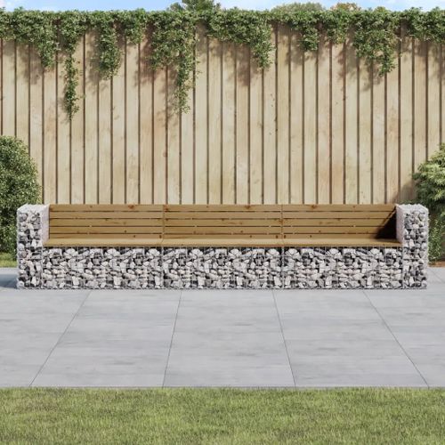Prolenta Premium - Banc De Jardin Design Gabion 347x71x65,5cm Bois De Pin Imprégné