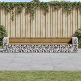 Prolenta Premium - Banc De Jardin Design Gabion 347x71x65,5cm Bois De Pin Imprégné