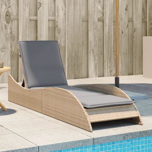 Prolenta Premium - Chaise Longue Avec Coussin Beige 60x205x73 Cm Résine Tressée