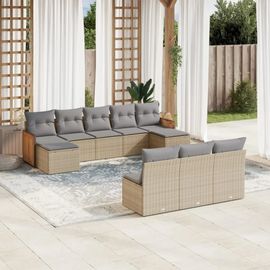 Prolenta Premium - Salon De Jardin Avec Coussins 10 Pcs Beige Résine Tressée