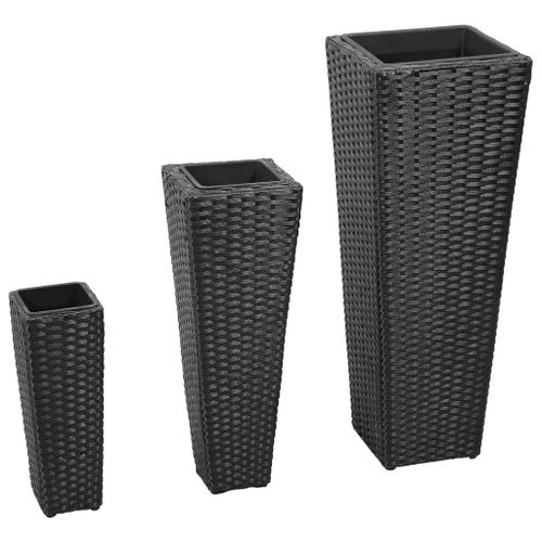 Prolenta Premium - Lits Surélevés De Jardin 3 Pcs Résine Tressée Noir