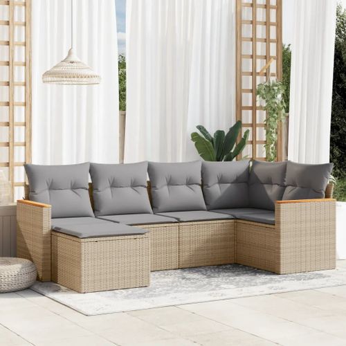 Prolenta Premium - Salon De Jardin Avec Coussins 6 Pcs Beige Résine Tressée