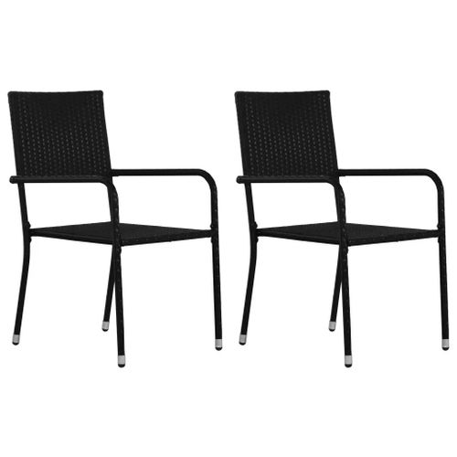 Prolenta Premium - Chaise À Dîner De Jardin Empilable Lot De 2 Noir Résine Tressée