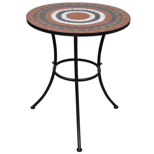 Prolenta Premium - Table De Bistro Terre Cuite Et Blanc 60 Cm Mosaïque