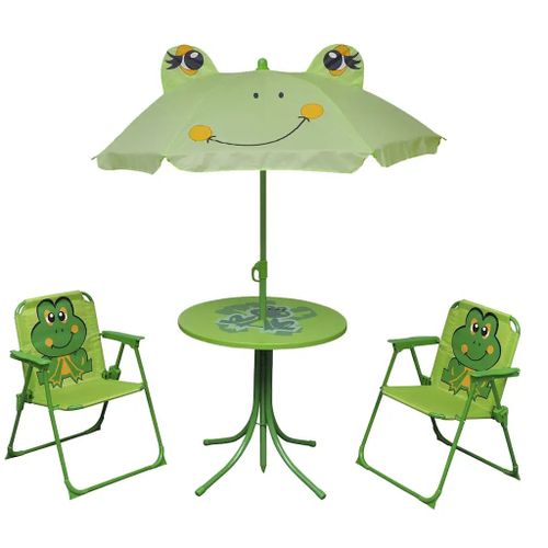 Prolenta Premium - Ensemble De Bistro Avec Parasol Pour Enfants 3 Pcs Vert