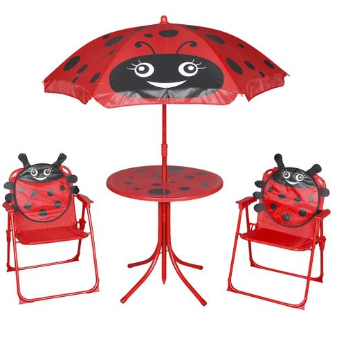 Prolenta Premium - Jeu De Bistro Avec Parasol Pour Enfants 3 Pcs Rouge