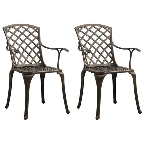 Prolenta Premium - Chaises De Jardin Lot De 2 Aluminium Coulé Bronze