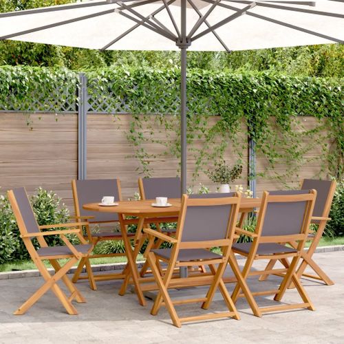Prolenta Premium - Chaises De Jardin Pliantes Lot De 6 Tissu Et Bois Massif