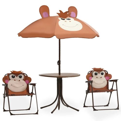 Prolenta Premium - Ensemble De Bistro Avec Parasol Pour Enfants 3 Pcs Marron