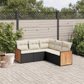Prolenta Premium - Salon De Jardin 5 Pcs Avec Coussins Noir Résine Tressée