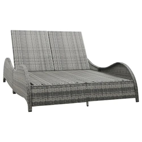 Prolenta Premium - Chaise Longue Double Avec Coussin Résine Tressée Anthracite