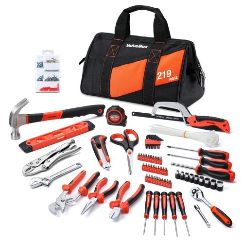 Kit d'Outils 219 Pieces avec Sac Durable ValueMax, Caisse a Outils Complete pour Bricolage, Reparation et Entretien Domestique