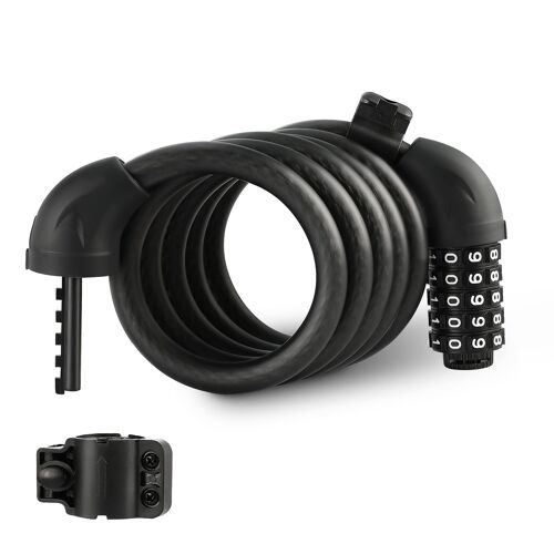 Cable Antivol Velo Valuemax 150cm X 12mm Avec 5 Chiffres Code Intelligente, Cadenas De Velo Long Pour Velo, Scooter, Moto, Portail Velo