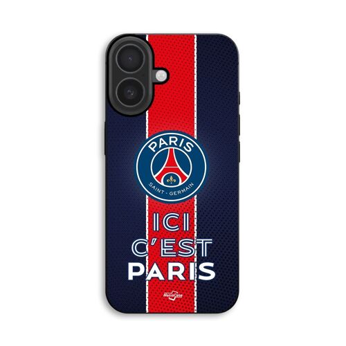 Coque Pour iPhone 16 Plus PSG logo ici c'est Paris Maniacase