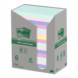 Post-It Bloc-Note Adhésif Recycling, 127 X 76 Mm, 4 Couleurs