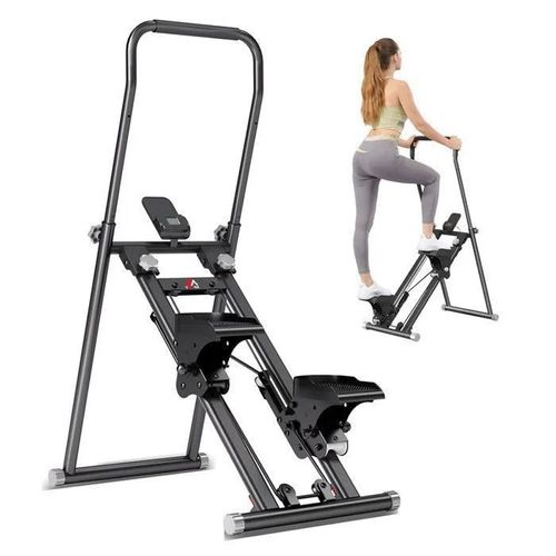 Yee Run-Stepper Escalier Pliable - Guidon À 3 Positions - Pédales Ajustables À 3 Hauteurs - Écran Lcd - 120 Kg-Noir